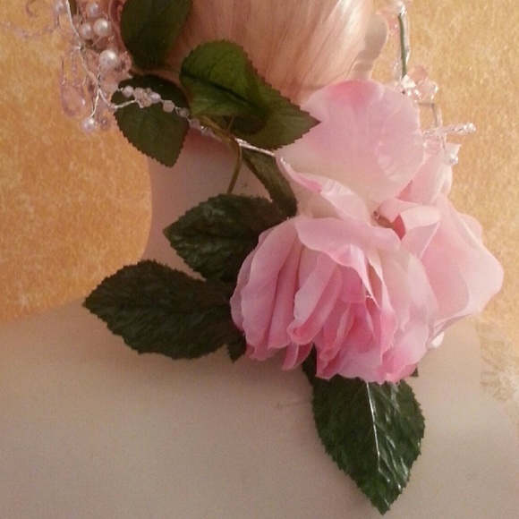 Grecian Garden Goddess Beaded Pink Halo Headpiece